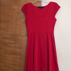 Red Short Sleeve Skater Dress